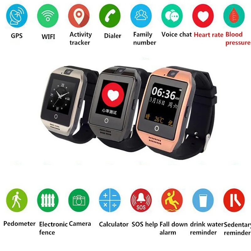 

Anti-lost One-key SOS Dail Call GPS Positioning Watch with Heart Rate and Blood Pressure monitoring Smart Watch can Take Picture