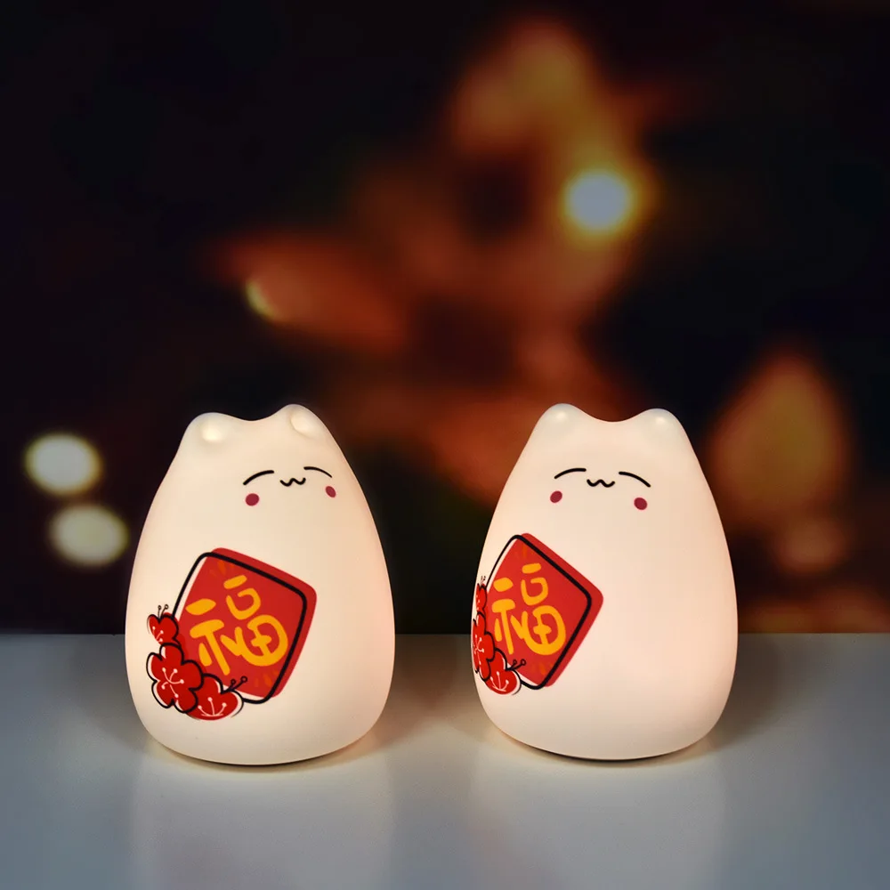 

LED Night Light Cat Animal Night Lamp Silicone Soft Cartoon Baby Nursery Lamp Breathing for Baby Kids Children girls