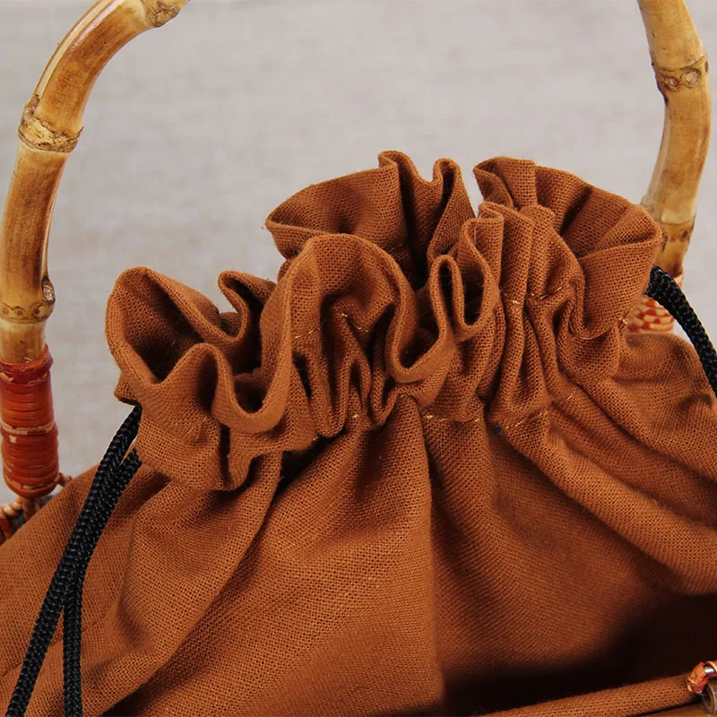 Women Vintage Bamboo Bag Drawstring Female Beach Straw Handbag Bohemian Hollow Lady Knit Bags Handmade Rattan Woven Tote SS3054 (10)