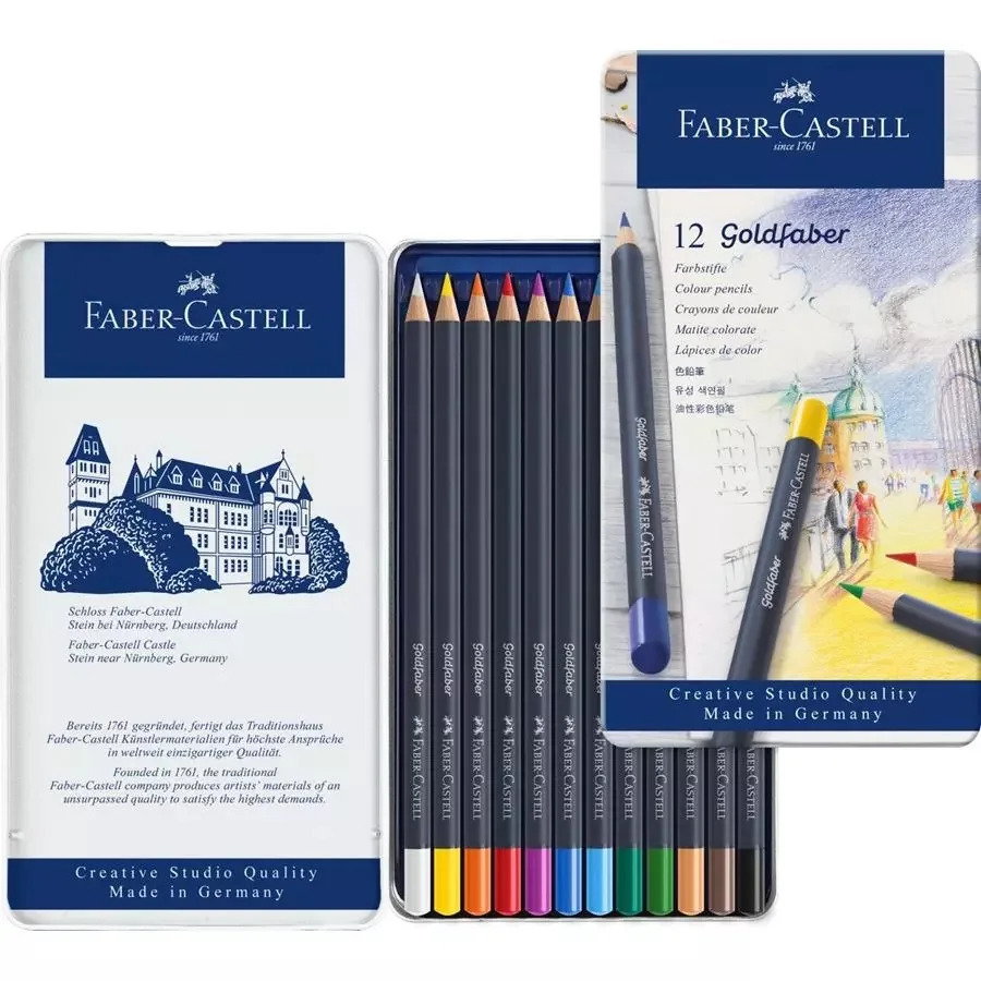 Оригинальный Faber Castell Goldfaber цветные гексагональные карандаши олова 12 Набор