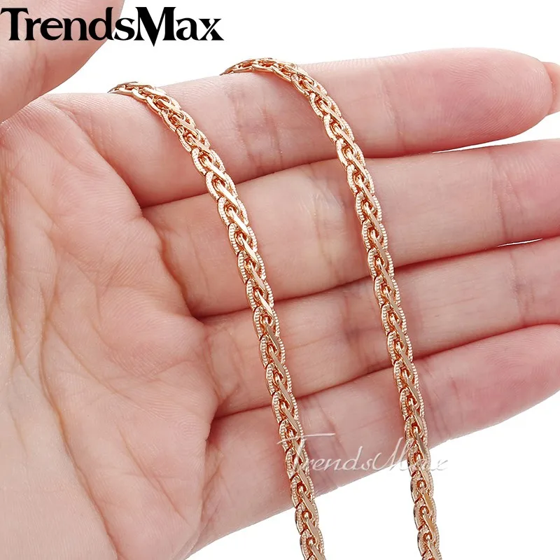 Тренdsmax 5 мм Мужские и женские цепочки из розового золота пшеницы оптовая продажа