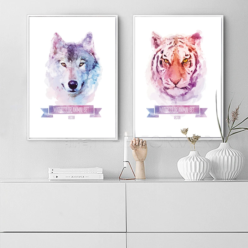 Wall Art Dog Wolf Tiger Animals Watercolor Design Posters Canvas Painting Cafe Shop Home Decor On Canvas Concise Print Artworks Painting Calligraphy Aliexpress Shop for olives art from the world's greatest living artists. aliexpress