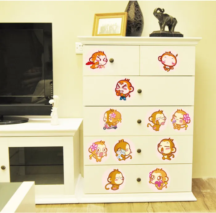 Animal Monkey Cartoon Wall Sticker Home Decals Decoration Notebook Refrigerator Wallpaper Kids Room Nursery Decal | Дом и сад