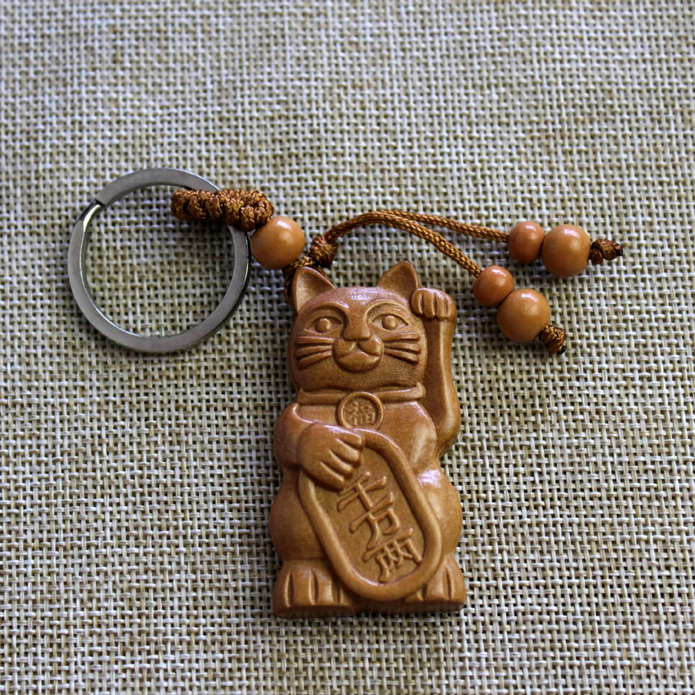 Экзотическая резьба по дереву Lucky Cat брелок подвесная сумка мешочек украшение
