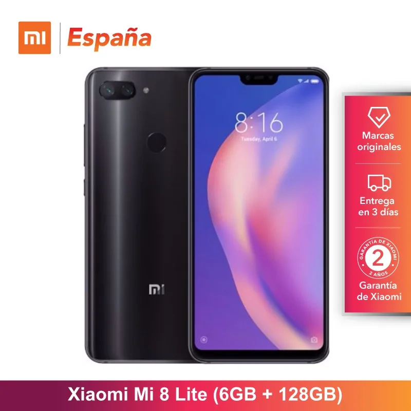 [Глобальный Версия для Испании] Xiaomi Mi 8 Lite (Memoria меж de 128 ГБ, оперативная память de 6 GB, Pantalla де 6,26 ", Камара двойной de 12 + 5 МП)