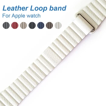 

Leather loop Band for Apple watch Series 4 44mm 40mm Adjustable Magnetic Closure watchband for apple Watch 3 42mm 38mm Strap