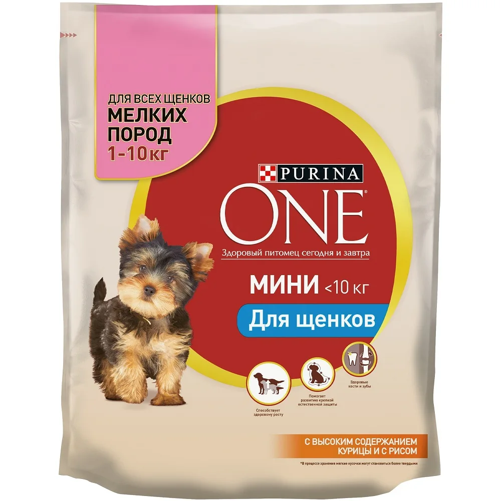 Сухой корм для щенков мелких пород Purina ONE МИНИ, с курицей и рисом, Пакет, 600 г