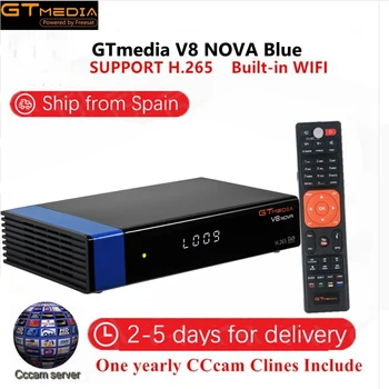 

GT Media V8 Nova Blue DVB-S2 Freesat Satellite Receiver Built-in WIFI+1Year Europe Spain PO CCcam TV Box New version of V8 Super