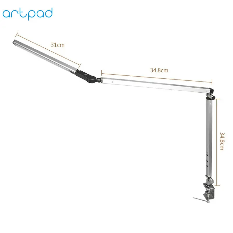 Artpad 8W Clamp Long Arm Desk Lamp 3 Brightness Dimming Folding Adjustable LED Modern Table Lamp fo