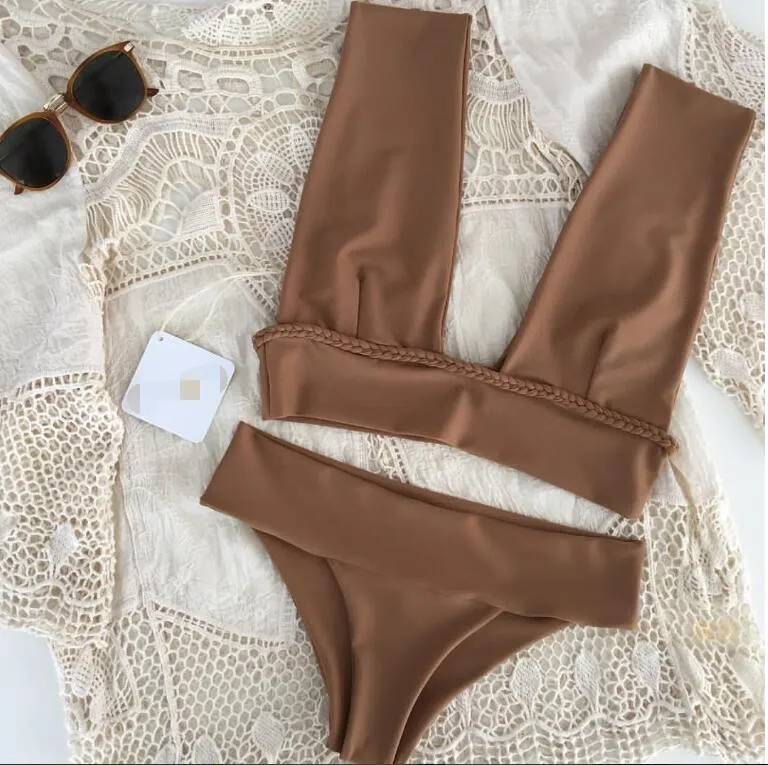 Khaki Bikini Set 2017 bikini brazilian Swimsuit brazilian Swimwear