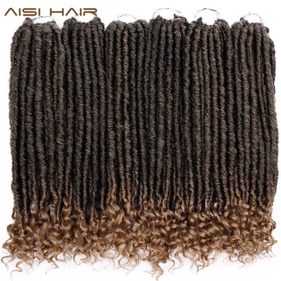 

18 Inch Faux Locs crochet Goddess Locks Ombre Braiding Hair Extensions Crochet Braids Soft Natural For Women