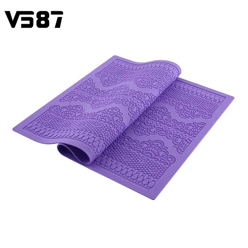 

DIY Silicone Flower Lace Fondant Mold Mousse Cake Brim Decor Wedding Cake Pastry Decorating Tools Sugarcraft Icing Mat Pad