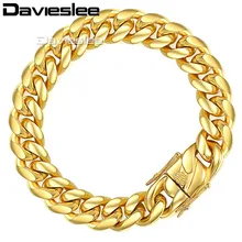 Davieslee мужской браслет цепочка из нержавеющей стали 316L цвет серебристый, золотой 8/12/14 мм 9 дюймов LHBM111