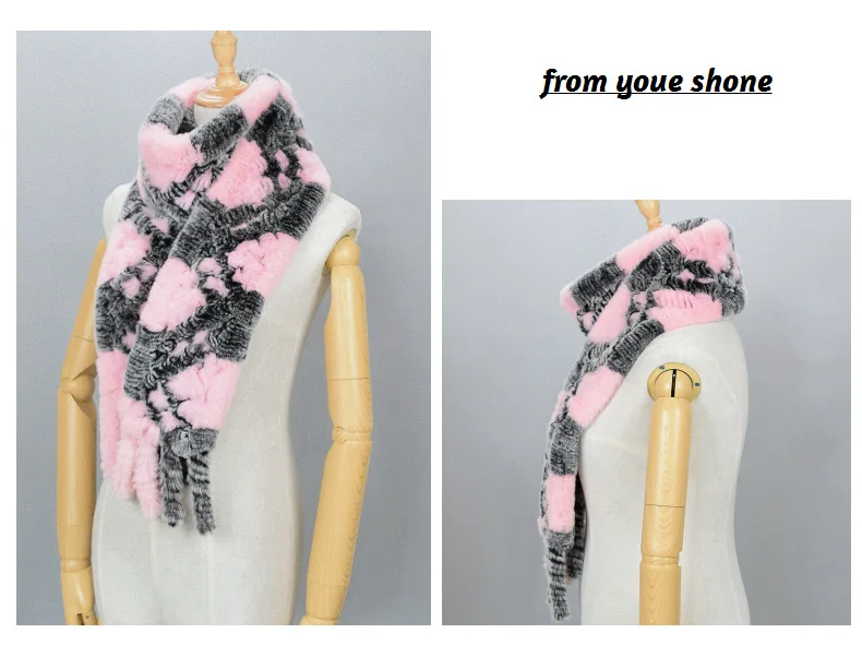 Long scarf Real Rex Rabbit Fur Scarves female winter lady scarf natural Rabbit Fur scarves Russian plus size