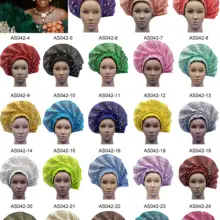 AS042 модный Африканский женский головной убор Aso Oke Auto Gele для Aso Ebi Африканский головной убор с бисером