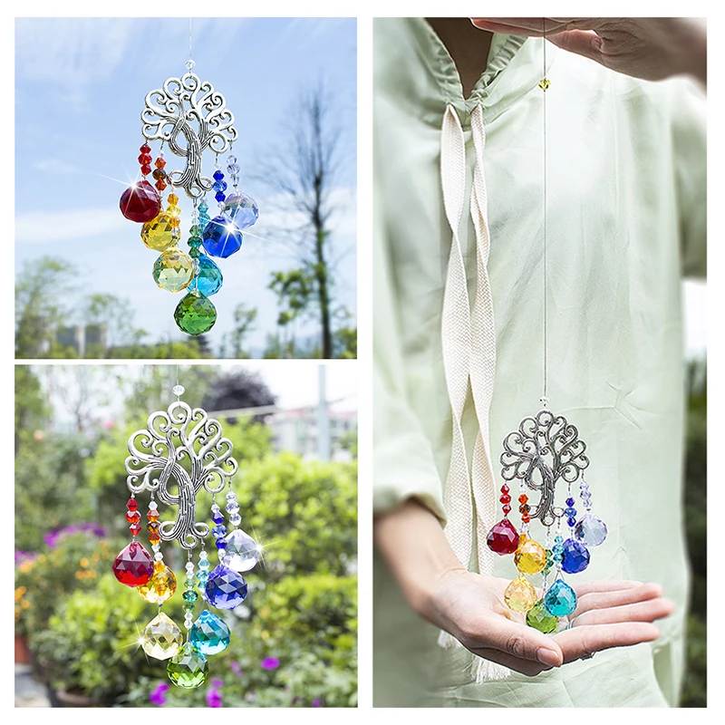 H& D Rainbow Makers Suncatchers Хрустальная фантазия Солнцезащитная каска для оконный орнамент чакра подвеска Рождественское украшение, дерево жизни