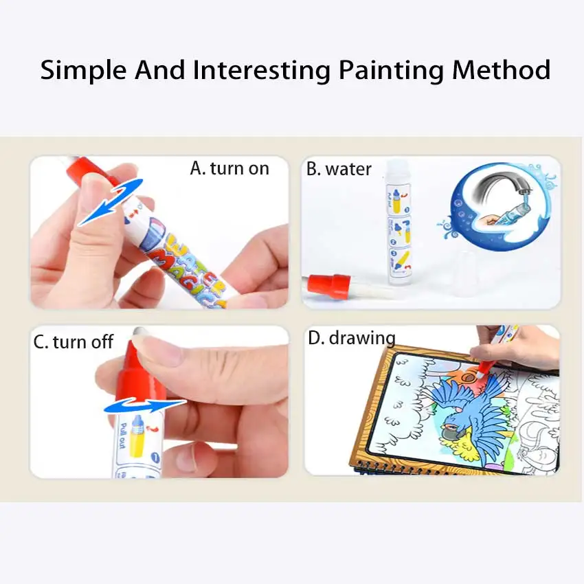 Magic Water Drawing Book Coloring Book Doodle With Magic Pen Painting Drawing Board For Girls Boys Toy