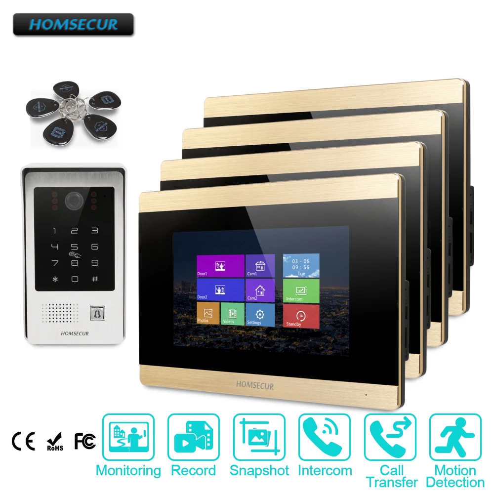 

HOMSECUR 7" Wired Video Door Entry Security Intercom with One Button Unlock BC091+BM715-G