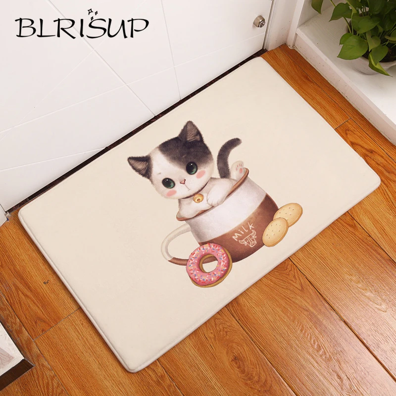 BLRISUP коврик напольный с котами антискользящий водопоглощающий ковер ...