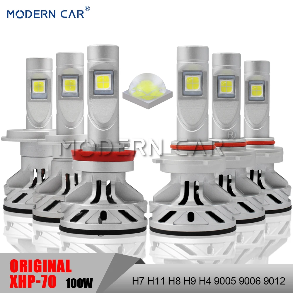 Modern Car XHP70 Chips Full 100W 12000LM LED Car Light Bulbs Headlight High Low H4 H11 H7 9005 9006 9012 Headlight Fog Lights Modern Car XHP70 Chips Full 100W 12000LM LED Car Light Bulbs Headlight High Low H4 H11 H7 9005 9006 9012 Headlight Fog Lights