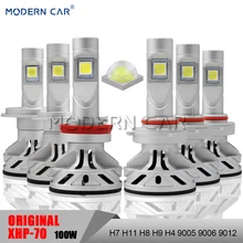 Modern Car XHP70 Chips Full 100W 12000LM LED Car Light Bulbs Headlight High Low H4 H11 H7 9005 9006  9012 Headlight Fog Lights