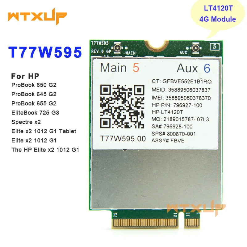 LT4120 Snapdragon X5 LTE T77W595 796927-100 4G WWAN M2 MODULE For HP Elite x2 1012/840 850 G3 640 650 645 G2 faster than ME906E