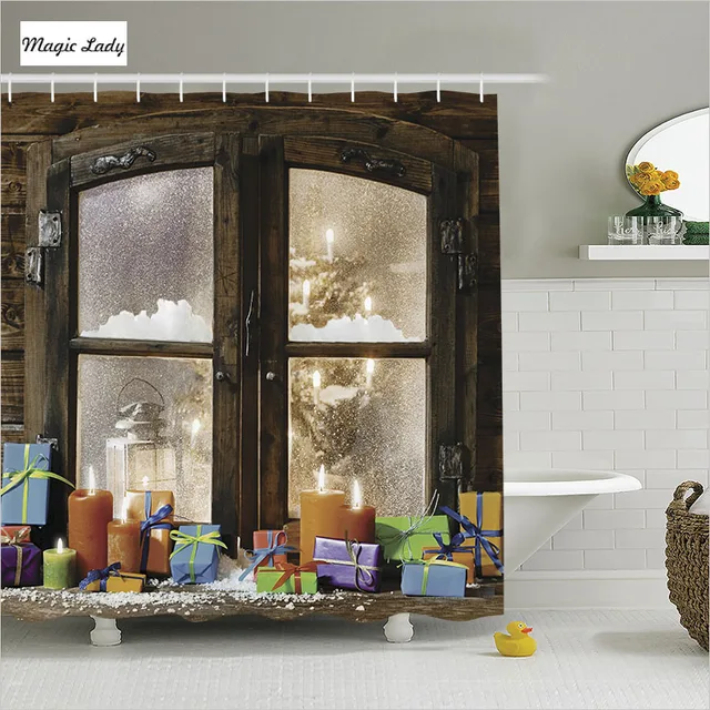 Shower Curtain Brown Bathroom Accessories Rustic Wooden Gl Shower Curtain Brown Bathroom Accessories Rustic Wooden Gl Candles Winter Decor Collection Yellow 180 200