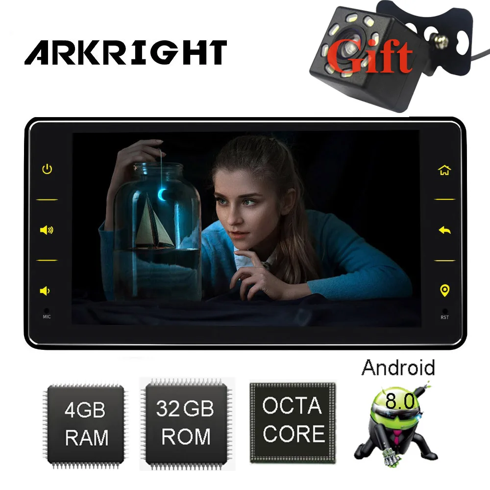 

ARKRIGTH 6.2" 1Din 4+32GB Octa Core Universal Car Radio Audio Stereo GPS Android 8.1 Multimedia music Player/autoradio/with DSP