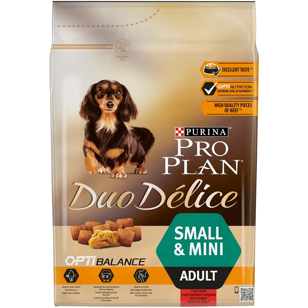 Pro Plan Duo Delice Small& Mini для взрослых собак мелких и карликовых пород, Говядина, 2,5 кг