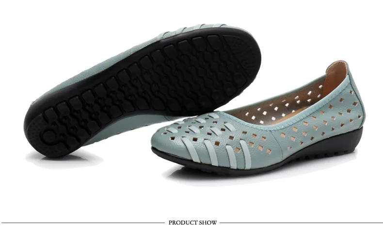 Oukahui/модные летние туфли из натуральной кожи с перфорацией; женская обувь на плоской подошве; дизайн «Птичье гнездо»; мягкие дышащие женские водонепроницаемые Мокасины с закрытым носком