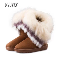 Высококачественные зимние сапоги из искусственного лисьего меха; теплые сапоги на платформе; botas mujer; женские зимние ботильоны; женская обувь
