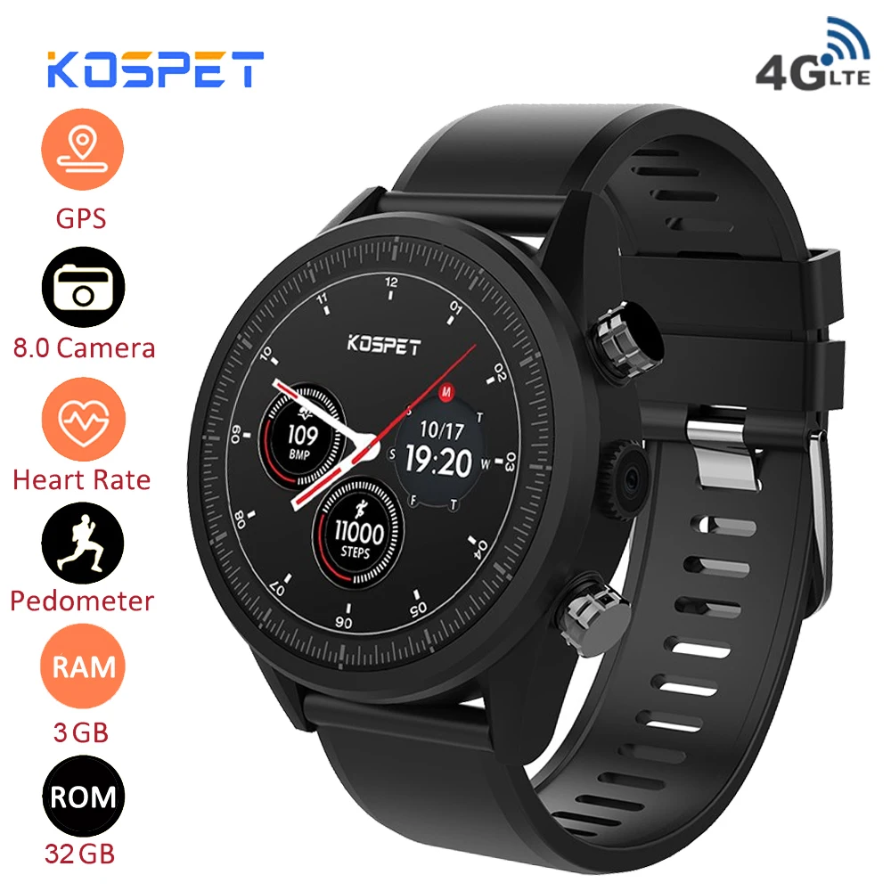 

Kospet Hope 4G Smartwatch Phone Android7.1.1 3GB+32GB 1.39" AMOLED WIFI/GPS/GLONASS 8.0MP MT6739 Business Smart Watch Men Women