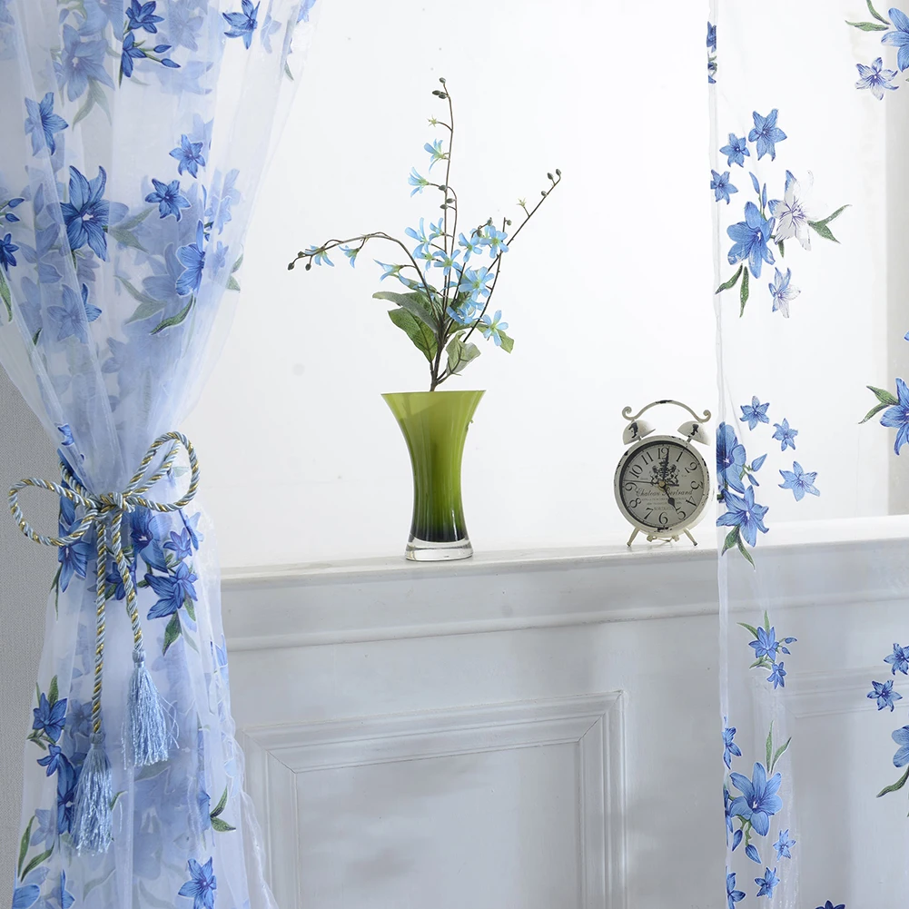 

Delicate Flower Window Tulle Curtain Sheer Drape Divider Home Bedroom Decor