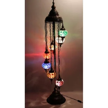 

7 ball TURKISH MOROCCAN HANGING GLASS MOSAIC LIGHTING FLOOR LAMP