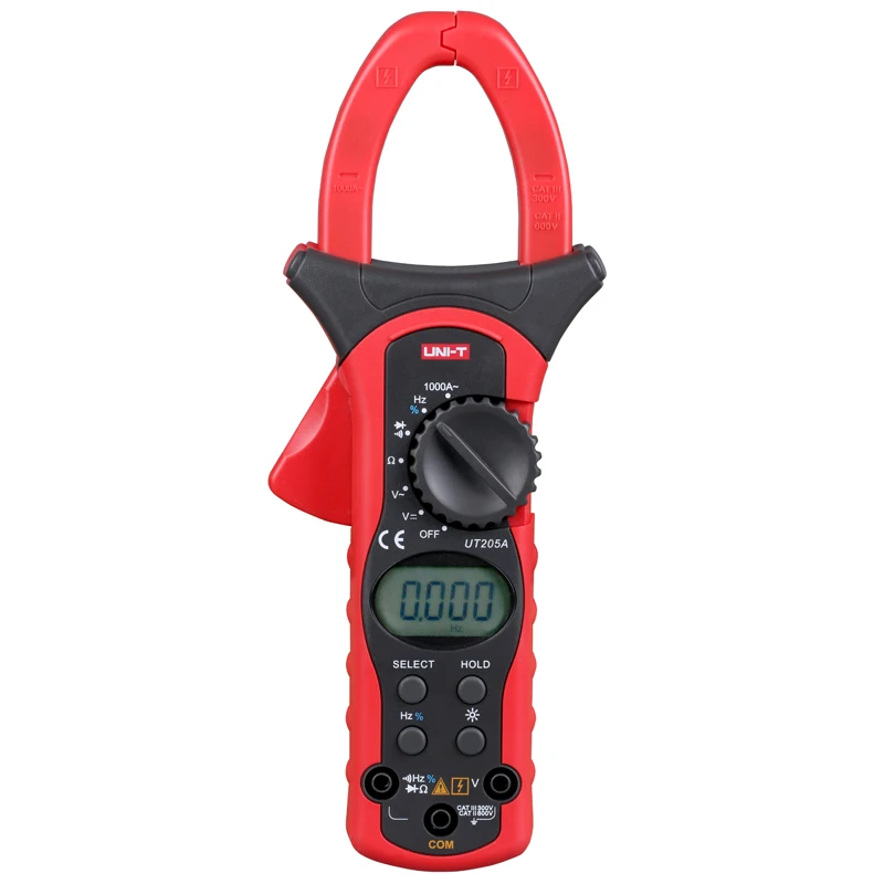 Uni-t UT205A/UT206A AC 1000A Digital Clamp Meters; To hold/Frequency/Temperature/Diode test, LCD Backlight