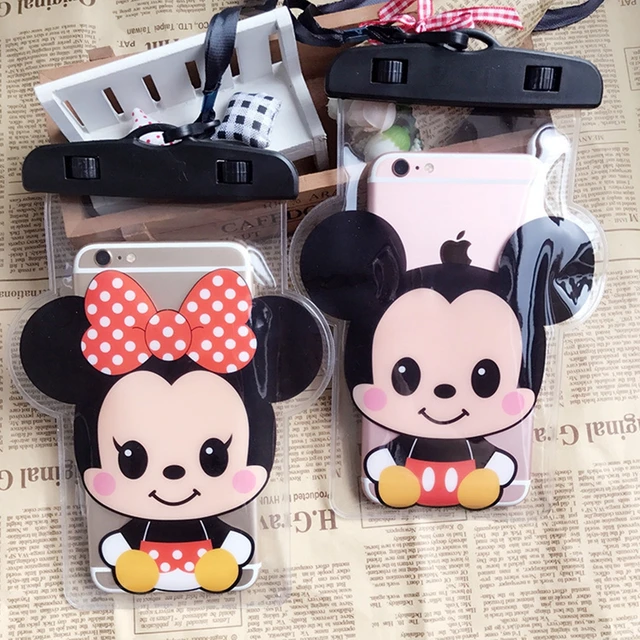 Mickey Minnie Waterproof Phone Bags with Strap Dry Pouch Cases Cover