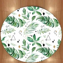 Else, большие зеленые тропические цветы, золотисто-желтые треугольники, 3d принт, противоскользящие задние круглые ковры для гостиной, ванной комнаты