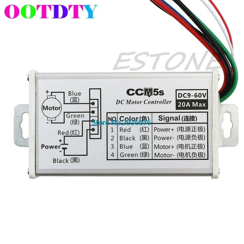 

DC 9V 12V 24V 48V 60V 20A Motor Speed Controller Regulator Driver PWM 25KHz APR11_10