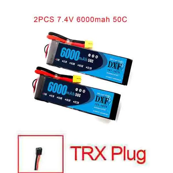 2 шт. DXF 2S 3S 4S 6S 7,4 V 11,1 V 14,8 V 22,2 V 6000mAh 50C Lipo батарея rex-450 вертолет с фиксированным крылом Квадрокоптер RC автомобиль Лодка - Цвет: 2S6000mah50C-TRX