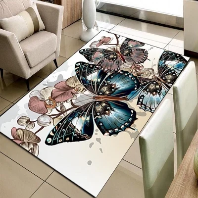 Else большая синяя бабочка коричневые Цветочные Цветы 3d принт нескользящие микрофибры гостиной декоративные современные моющиеся области коврик