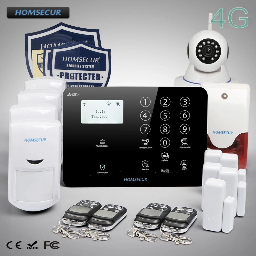 Buy HOMSECUR Wireless&wired 4G LCD Home Security Pet Immune/Friendly Alarm
