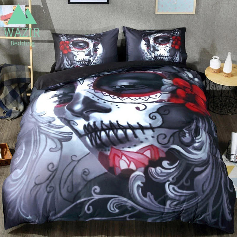 

WAZIR 3D Skull Printed Bedding Sets Duvet Cover set Pillowcases bed sheet bed linen Twin/Queen/King comforter bedding sets