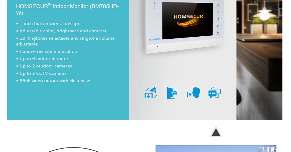 Homssecur 7 "проводной телефон видео домофон системная карта доступа для квартиры (BC091HD + BM705HD-W)