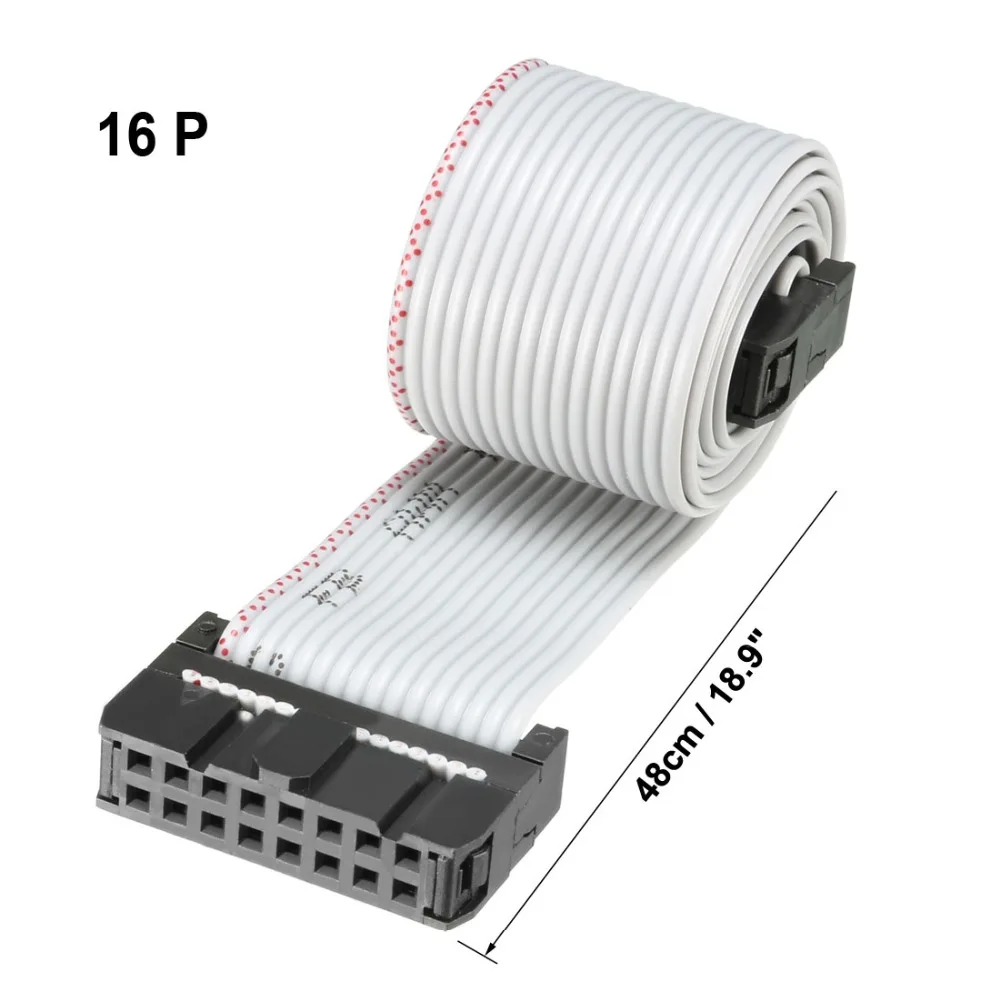 

Uxcell 1pcs IDC 16 Pins Gray/Rainbow Color 48/66/118/148cm Long 2.54mm Pitch Flat Bendable Ribbon Jumper Cable for PCB