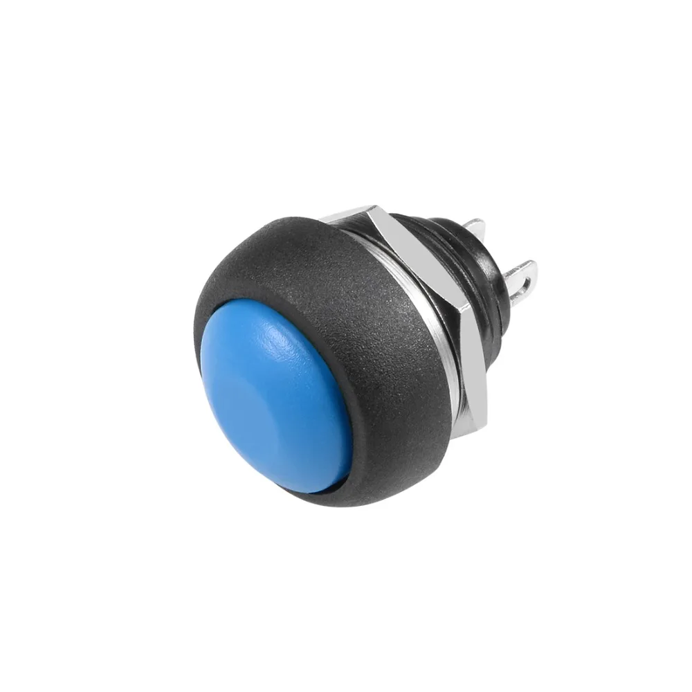 

UXCELL 5Pcs 12mm Switches Blue Momentary Push Button Switch Round Flat Button SPST NO For Power Grid Wire Insulation Protection