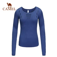 CAMEL Женская спортивная футболка для йоги и бега, Спортивная футболка для бега, фитнеса, тренировочные рубашки с длинным рукавом, зима-осень, дышащая ткань, тонкая