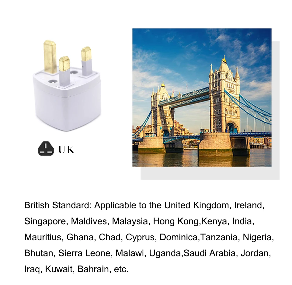 Multifunctional EU US AU to UK Plugs adapter Power Converter Plugs 2 Pin Socket EU to England Travel Charger Adapter Converter (4)