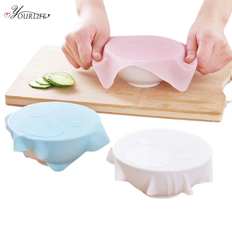 

OYOURLIF 2pc Reusable Food Fresh Keeping Saran Wrap Silicone Food Wraps Seal Cover Stretch Vacuum Cover Kitchen Tool