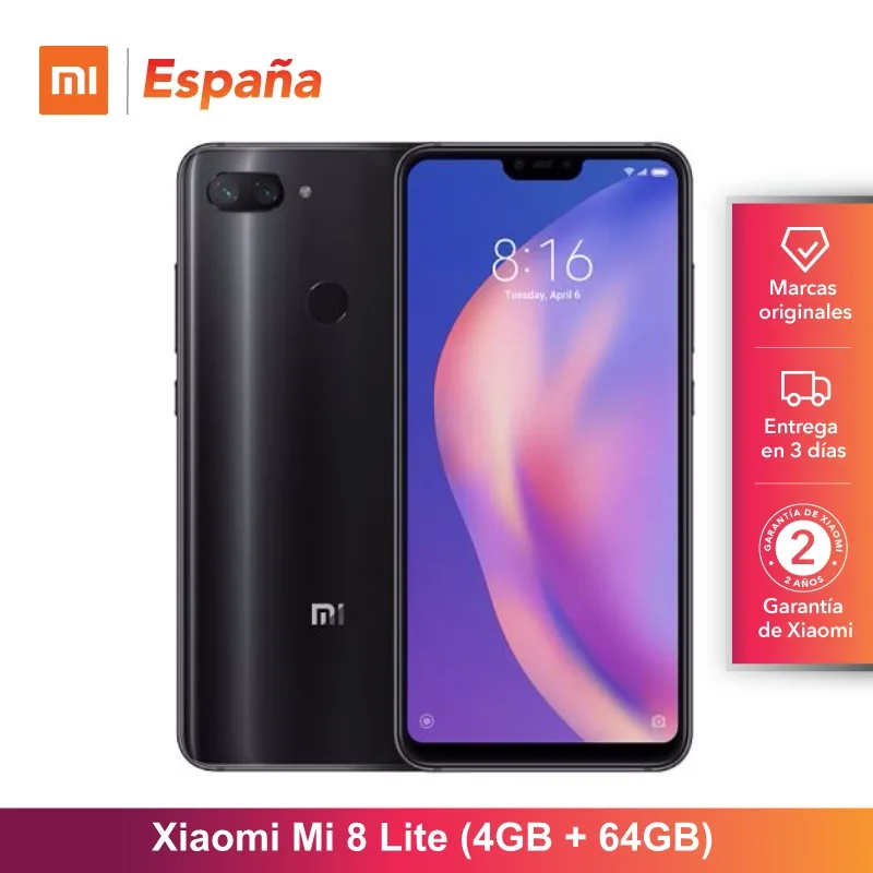 [Versión Global para España] Xiaomi Mi 8 Lite (Memoria interna de 64GB RAM, RAM de 4GB, Pantalla de 6,26 \