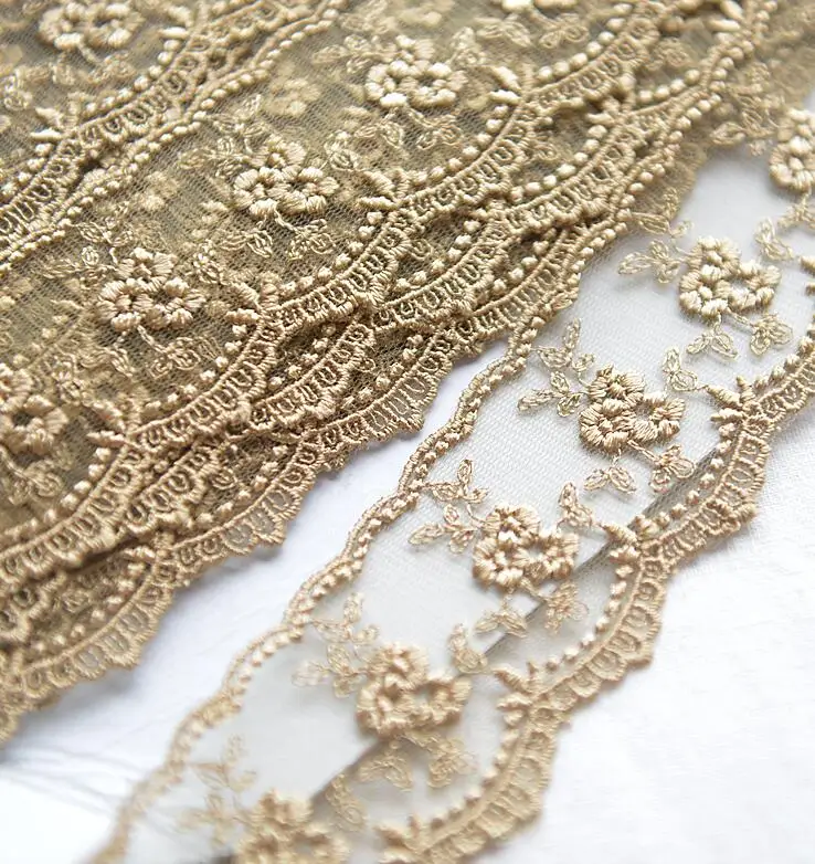 Lace Garment Accessories Lace Sewing Supplies Lace Accessories Lace Sewing Accessories 3 Meters Champagne Gold Thread Flower Net Dress Lace Trim Embroidery Lace 4.5cm Width